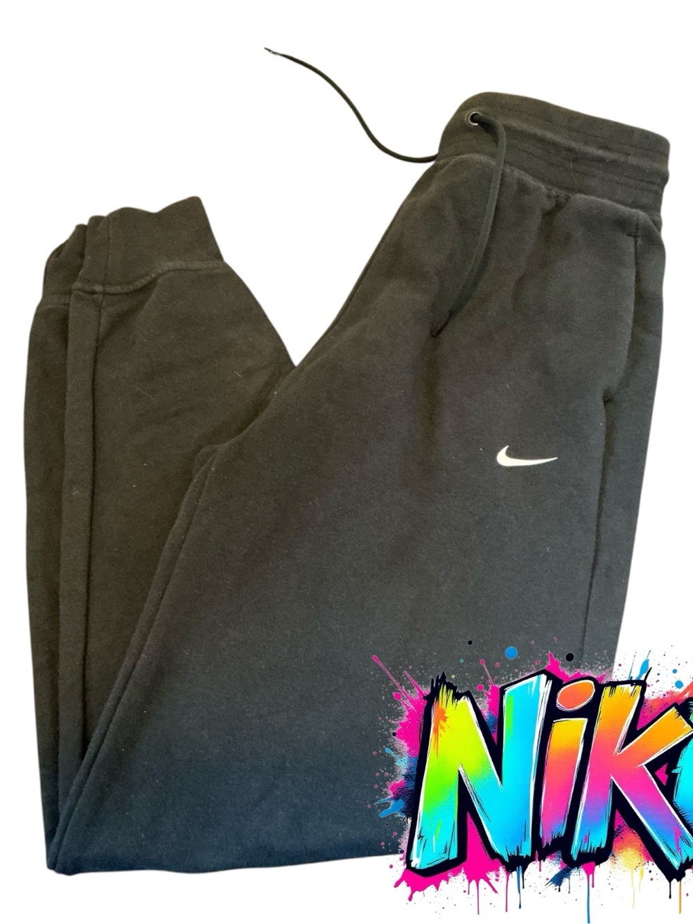 Nike Black Jogger Sweatpants with White Swoosh